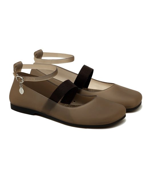 รองเท้าเจลลี่ GLAIR BANDING FLAT - MATT BROWN