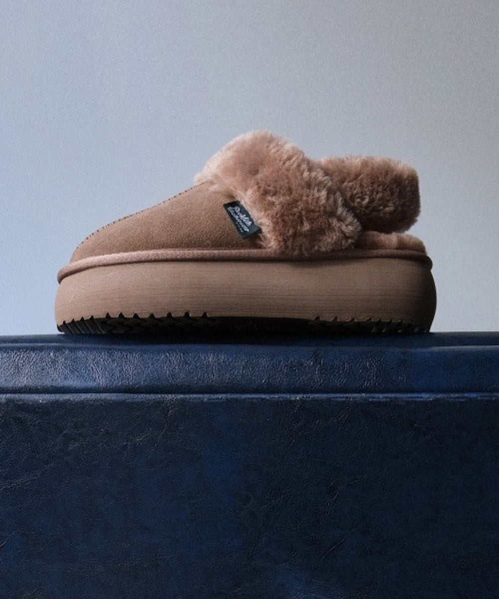 รองเท้าเปิดส้น CLOUDY FLATFORM FUR SLINGBACK - COCOA