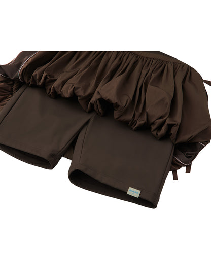 BALLOON SKIRT-PANTS - BROWN