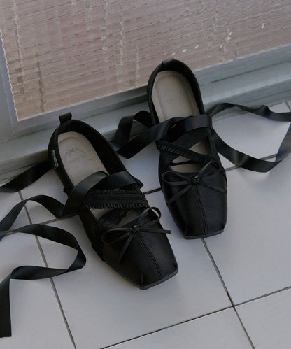 รองเท้าแมรี่เจน BANDING BALLET FLAT - BLACK