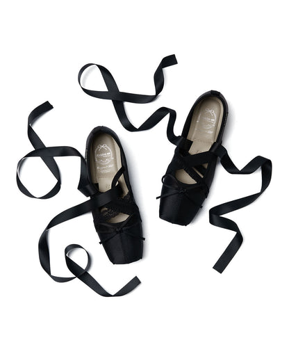 รองเท้าแมรี่เจน BANDING BALLET FLAT - BLACK