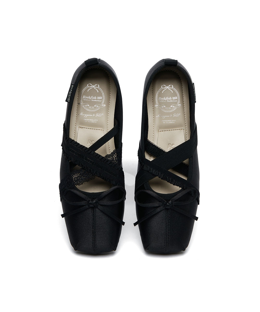 รองเท้าแมรี่เจน BANDING BALLET FLAT - BLACK