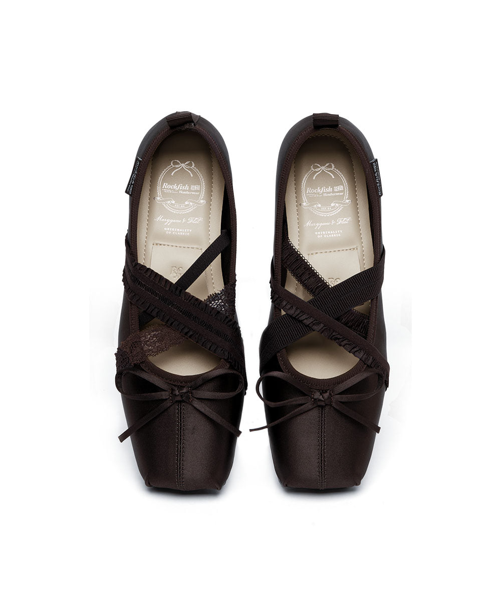 รองเท้าแมรี่เจน BANDING BALLET FLAT - BROWN