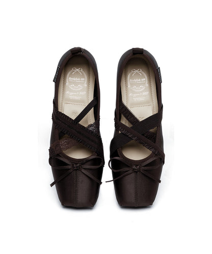 รองเท้าแมรี่เจน BANDING BALLET FLAT - BROWN