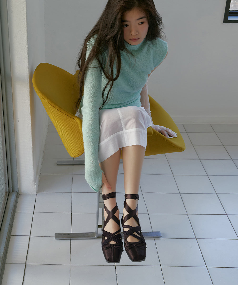 รองเท้าแมรี่เจน BANDING BALLET FLAT - BROWN