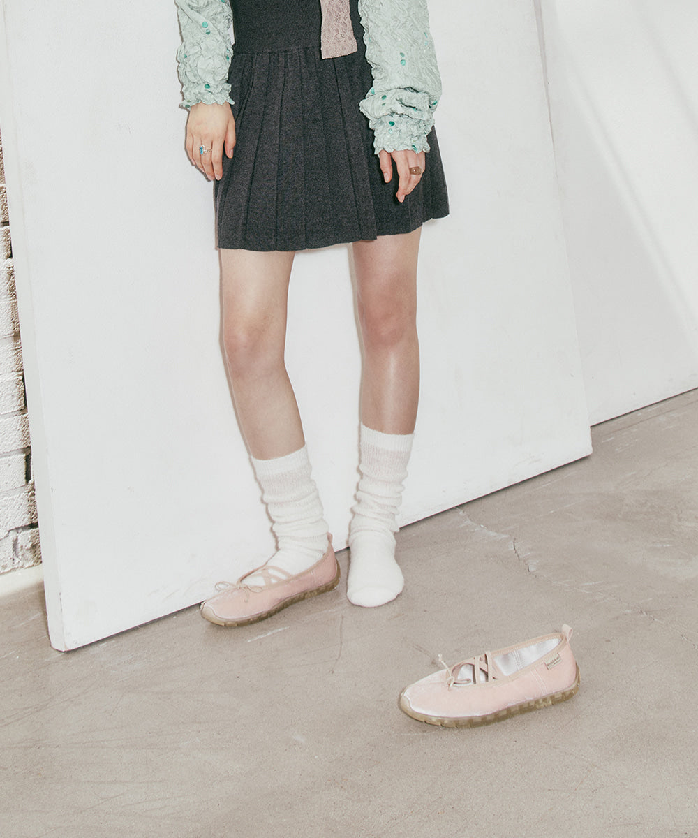 รองเท้าแมรี่เจน BELLA CROSS BANDING FLATS(PEBBLE SOLE) - PINK