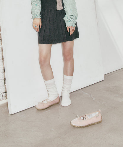 รองเท้าแมรี่เจน BELLA CROSS BANDING FLATS(PEBBLE SOLE) - PINK