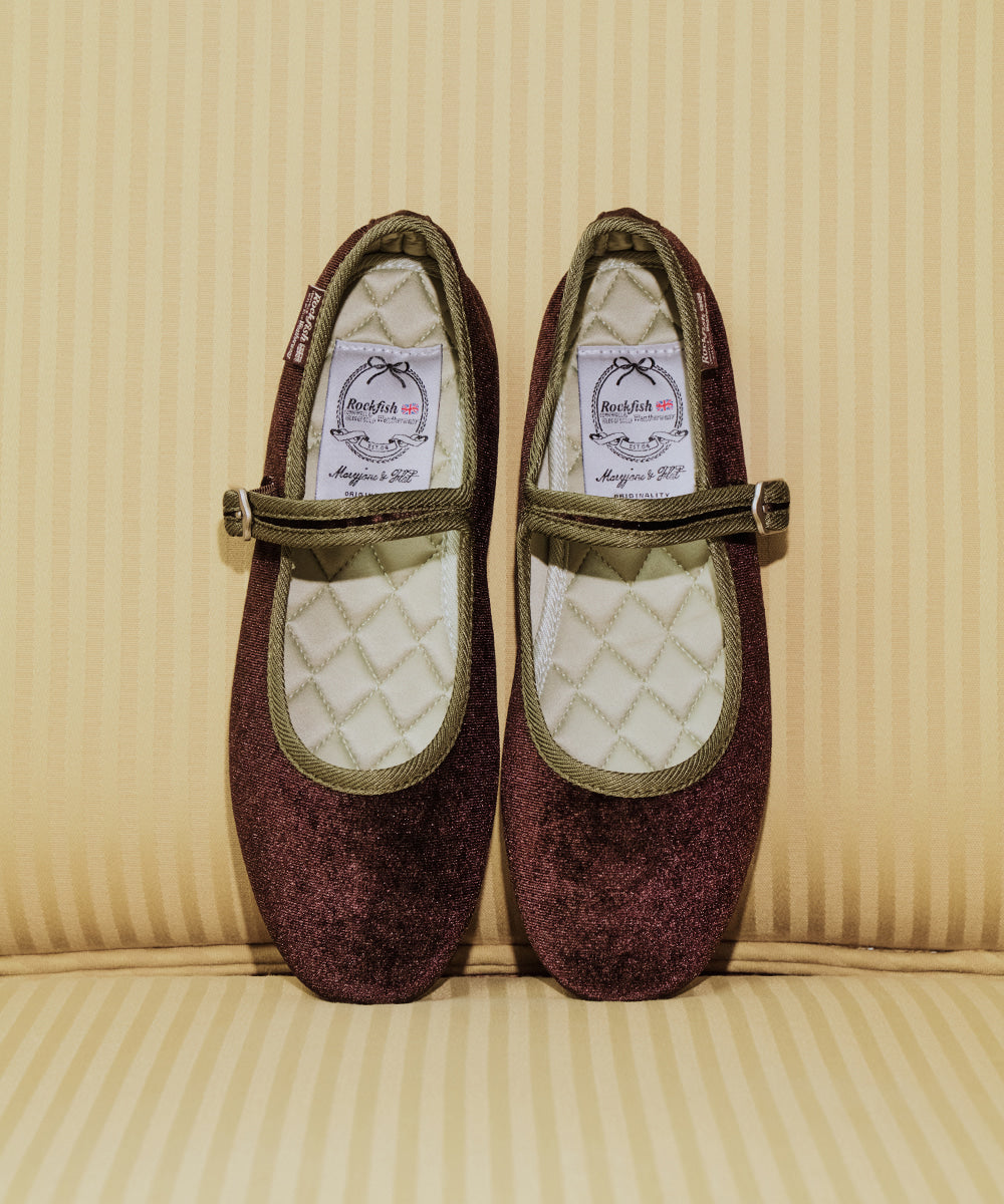 รองเท้าแมรี่เจน BELLA QUILTED MARYJANE - DARK BROWN/GREEN