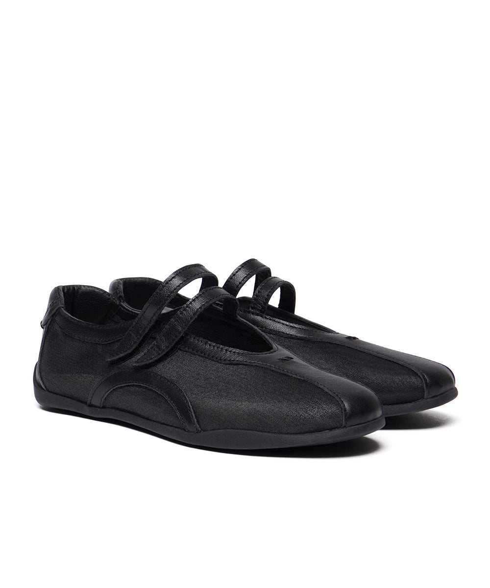 รองเท้าผ้าใบ TWIN SHEER MESH SNEAKER - BLACK