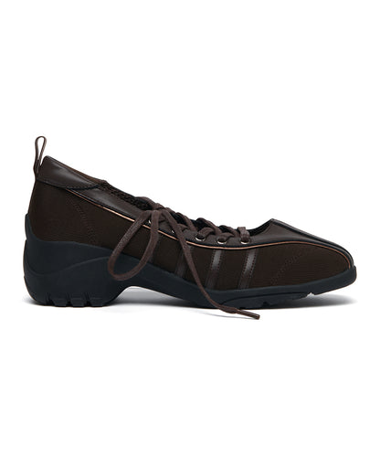 รองเท้าผ้าใบ BLISS HEEL LACEUP SNEAKERS - CHOCO