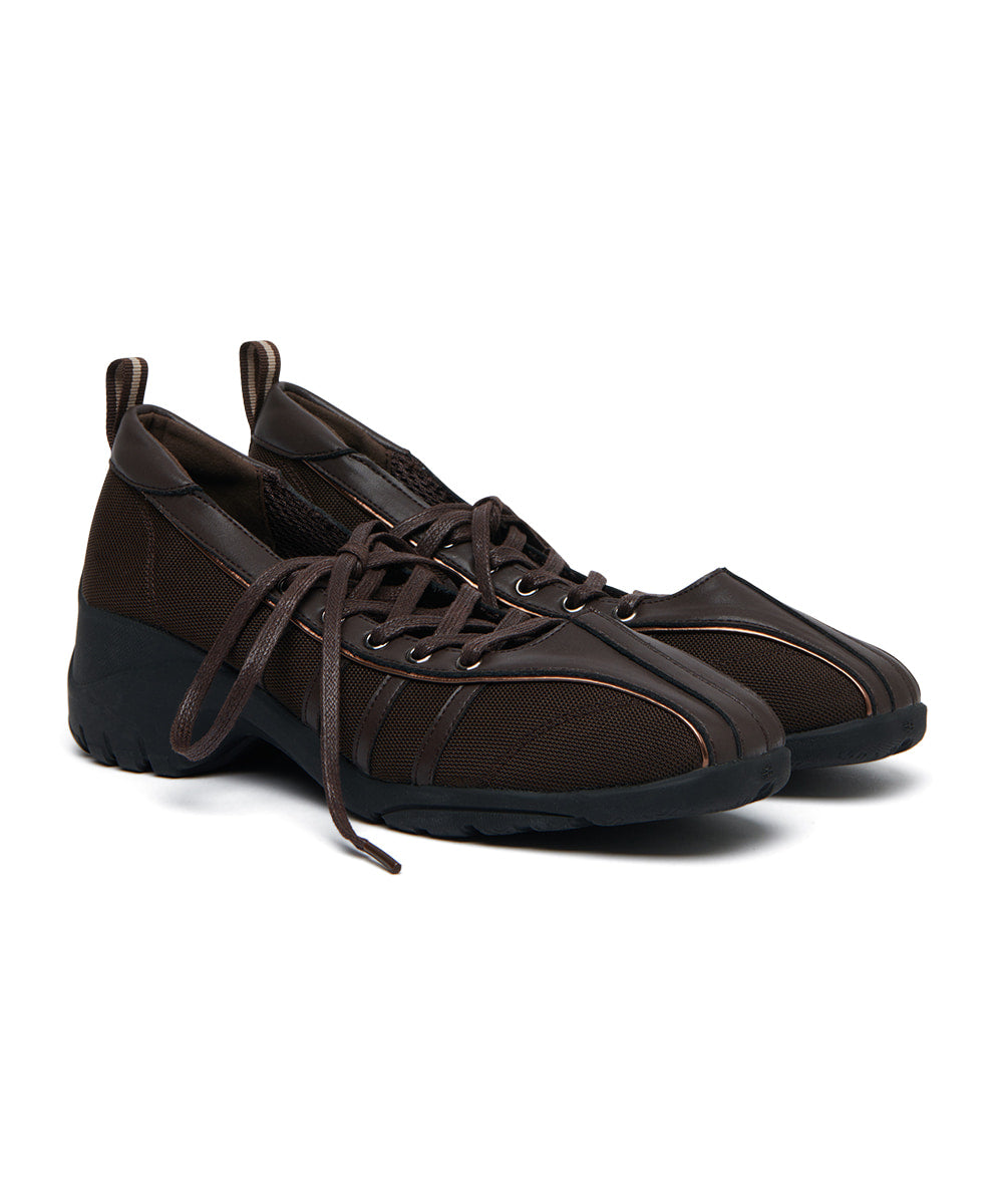 รองเท้าผ้าใบ BLISS HEEL LACEUP SNEAKERS - CHOCO