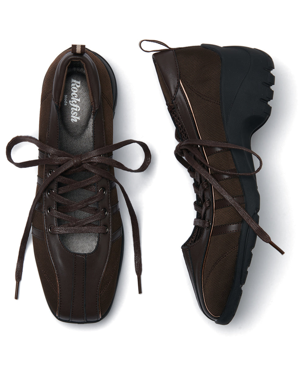 รองเท้าผ้าใบ BLISS HEEL LACEUP SNEAKERS - CHOCO