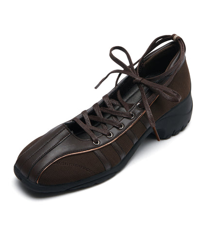 รองเท้าผ้าใบ BLISS HEEL LACEUP SNEAKERS - CHOCO