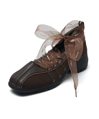 รองเท้าผ้าใบ BLISS HEEL LACEUP SNEAKERS - CHOCO
