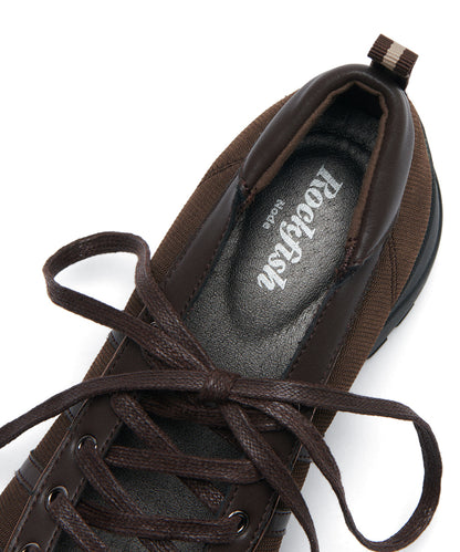 รองเท้าผ้าใบ BLISS HEEL LACEUP SNEAKERS - CHOCO