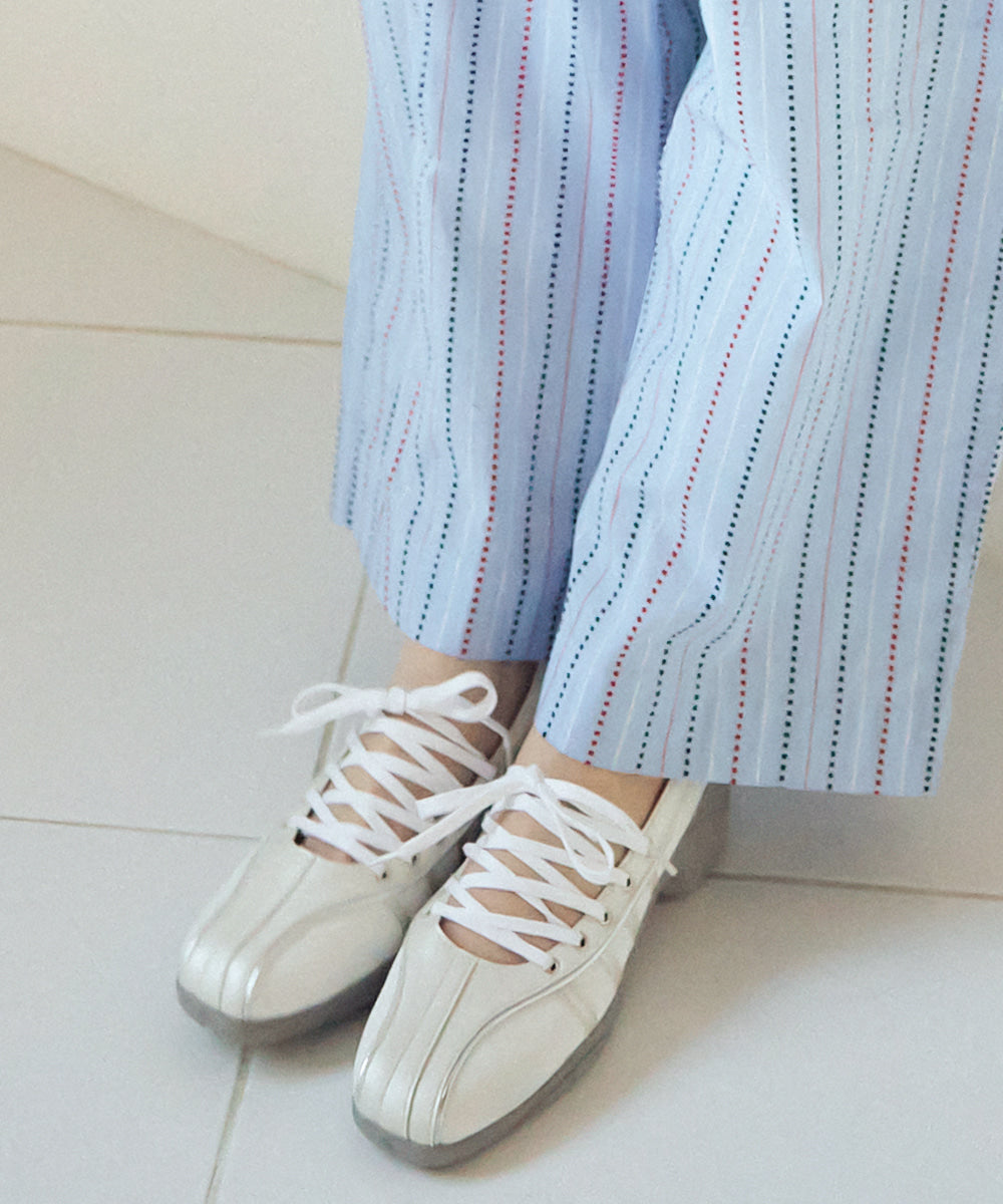 BLISS HEEL LACEUP SNEAKERS - CREAM PEARL