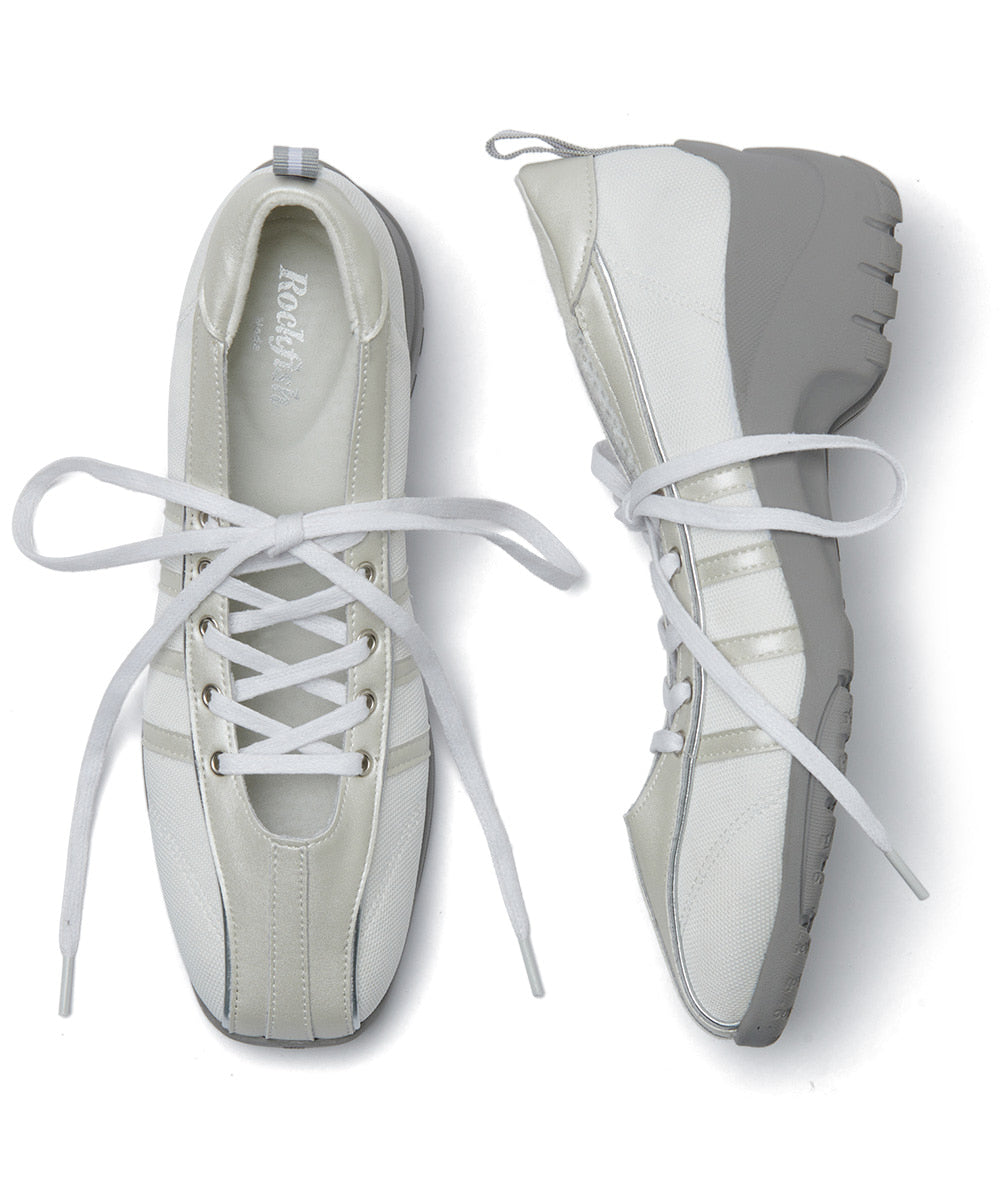 BLISS HEEL LACEUP SNEAKERS - CREAM PEARL