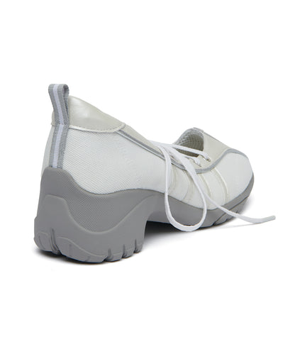 BLISS HEEL LACEUP SNEAKERS - CREAM PEARL