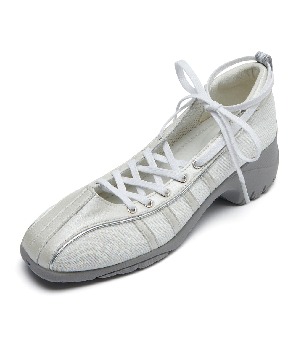 BLISS HEEL LACEUP SNEAKERS - CREAM PEARL