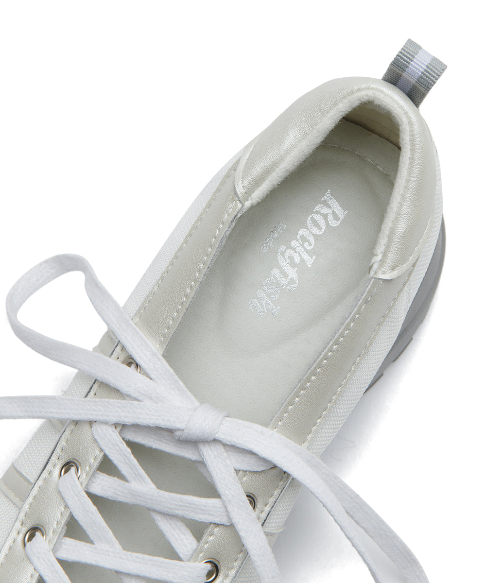 BLISS HEEL LACEUP SNEAKERS - CREAM PEARL