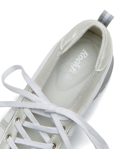 BLISS HEEL LACEUP SNEAKERS - CREAM PEARL