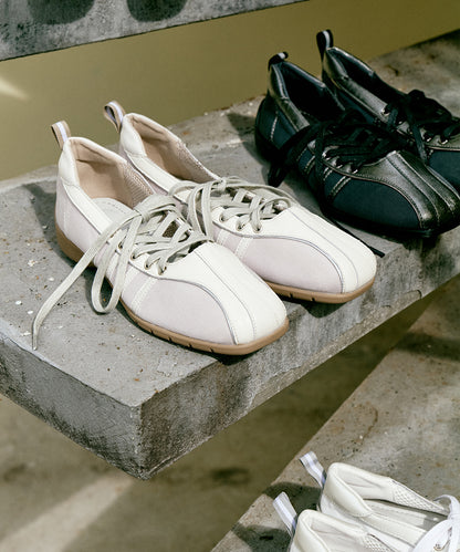 รองเท้าผ้าใบ BLISS LACEUP SNEAKERS - LIGHT BEIGE