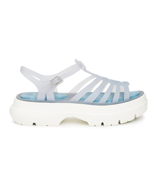 รองเท้าเจลลี่ GLAIR FLATFORM STRAPPY SANDALS - BLUE