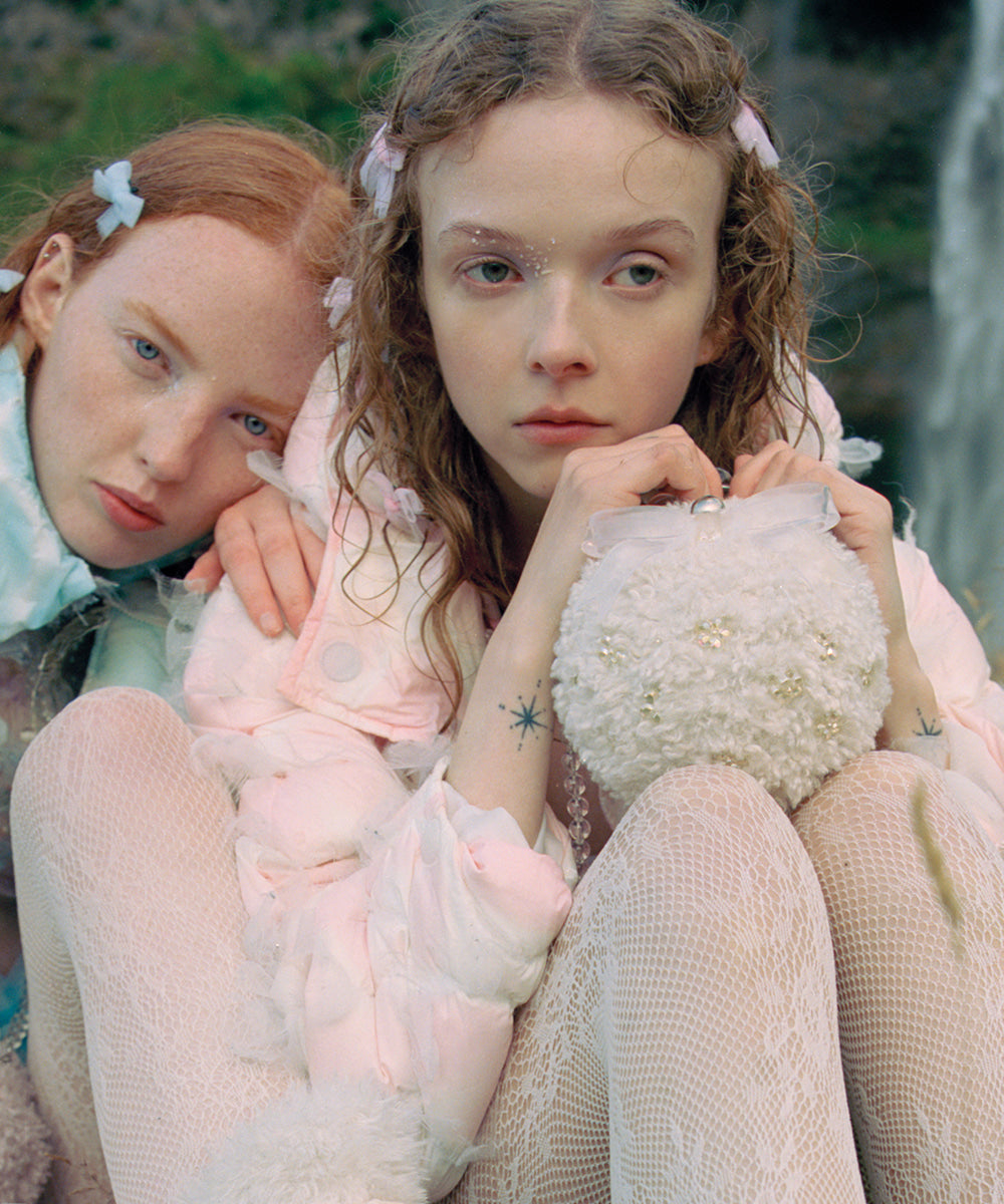 X SUSAN FANG FURRY BUBBLE BOW BAG - WHITE