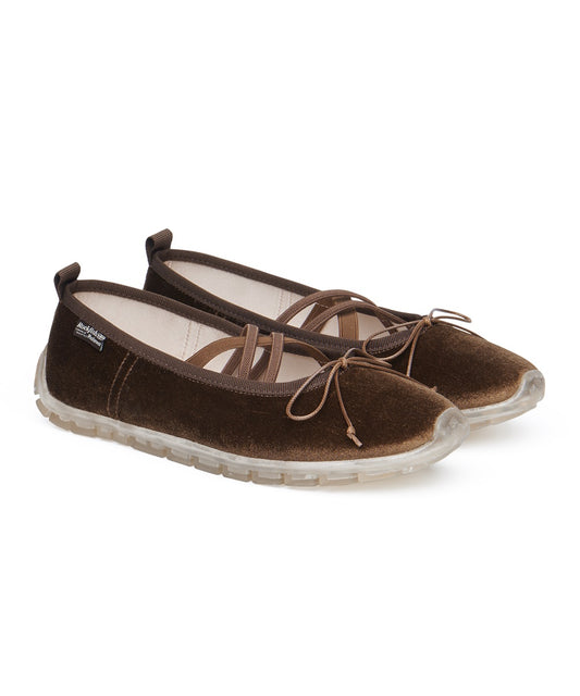 รองเท้าแมรี่เจน BELLA CROSS BANDING FLATS(PEBBLE SOLE) - BROWN