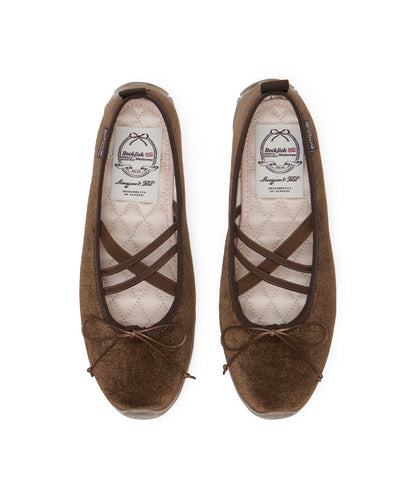 รองเท้าแมรี่เจน BELLA CROSS BANDING FLATS(PEBBLE SOLE) - BROWN