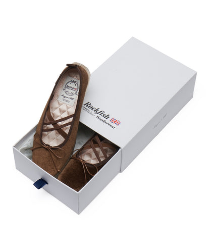รองเท้าแมรี่เจน BELLA CROSS BANDING FLATS(PEBBLE SOLE) - BROWN