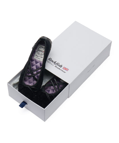 รองเท้าแมรี่เจน BELLA CROSS BANDING FLATS(PEBBLE SOLE) - GLITTER BLACK