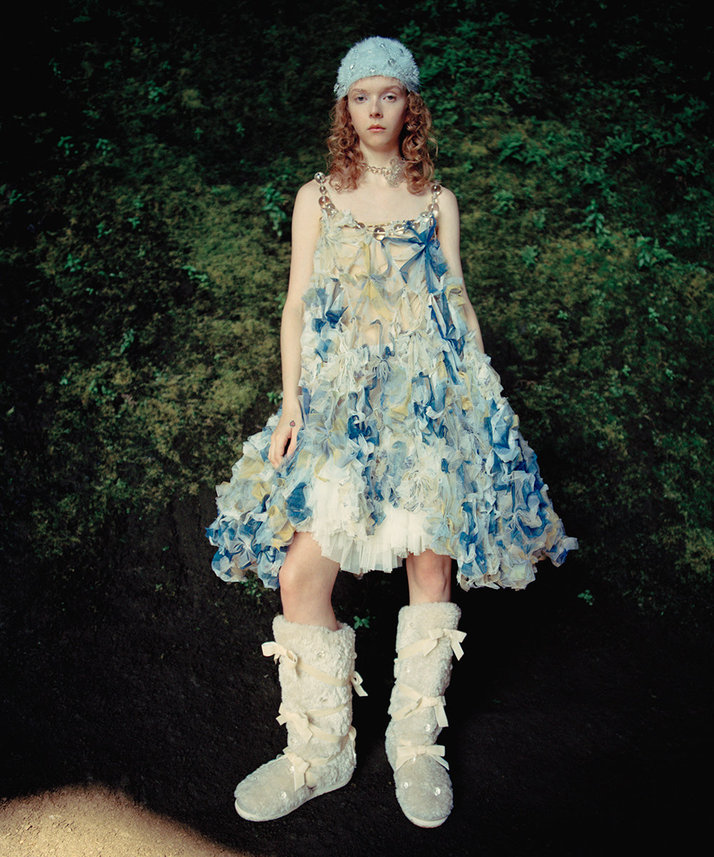 X SUSAN FANG FURRY BUBBLE HAT - SKY BLUE