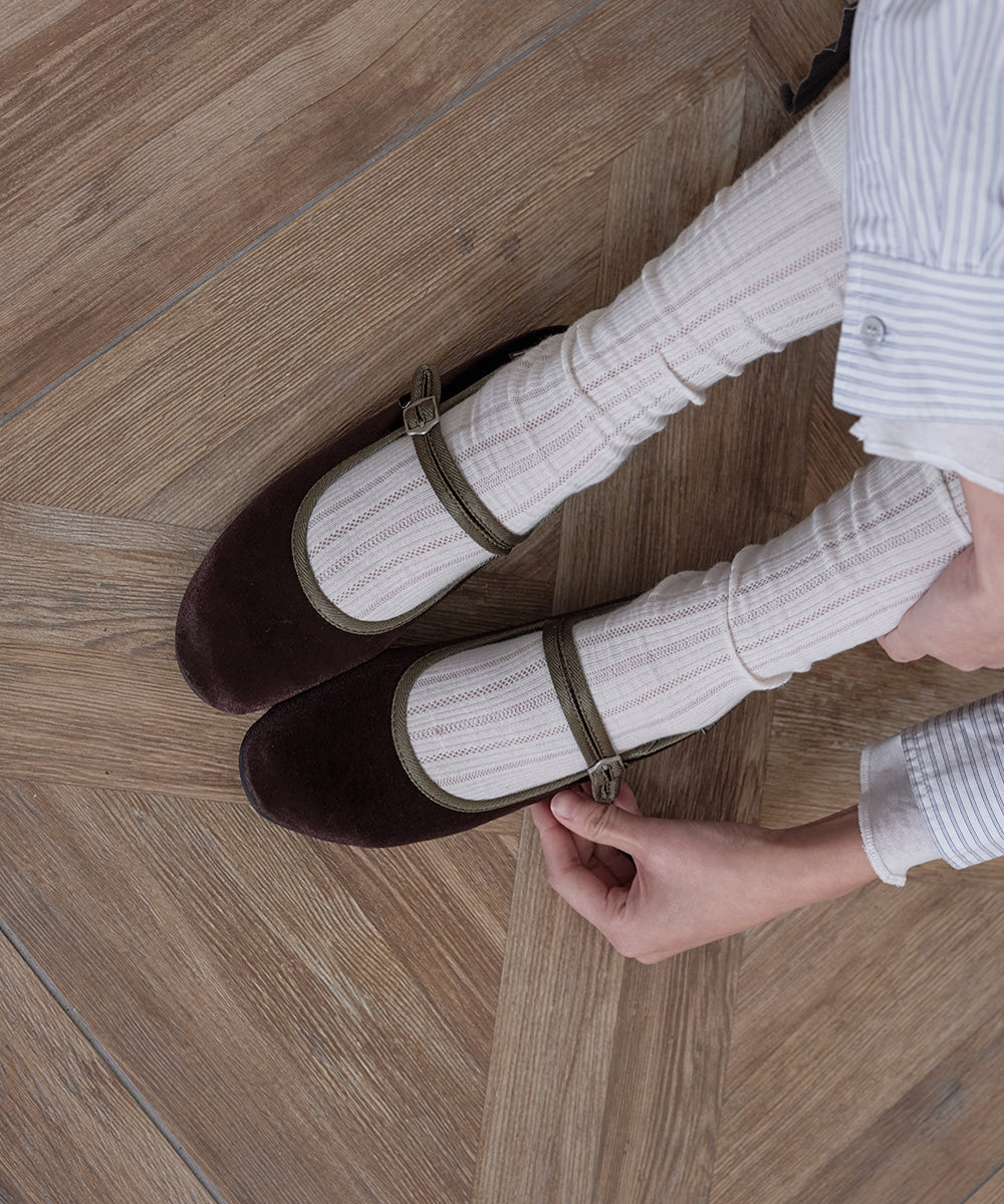 รองเท้าแมรี่เจน BELLA QUILTED MARYJANE - DARK BROWN/GREEN