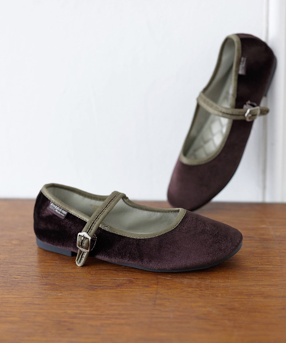 รองเท้าแมรี่เจน BELLA QUILTED MARYJANE - DARK BROWN/GREEN