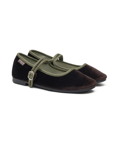 รองเท้าแมรี่เจน BELLA QUILTED MARYJANE - DARK BROWN/GREEN
