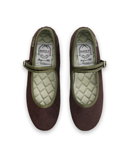 รองเท้าแมรี่เจน BELLA QUILTED MARYJANE - DARK BROWN/GREEN