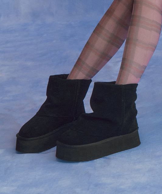 MAXI FOLDED BOOTS SHORT (6inch) - BLACK