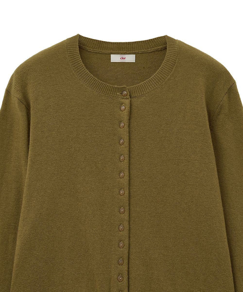 เสื้อคาร์ดิแกน CLASSIC WOOL CARDIGAN - OLIVE