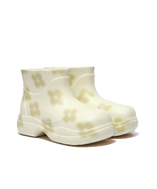 X MINJUKIM FLORAL SHADOW BOOTS SHORT - CREAM
