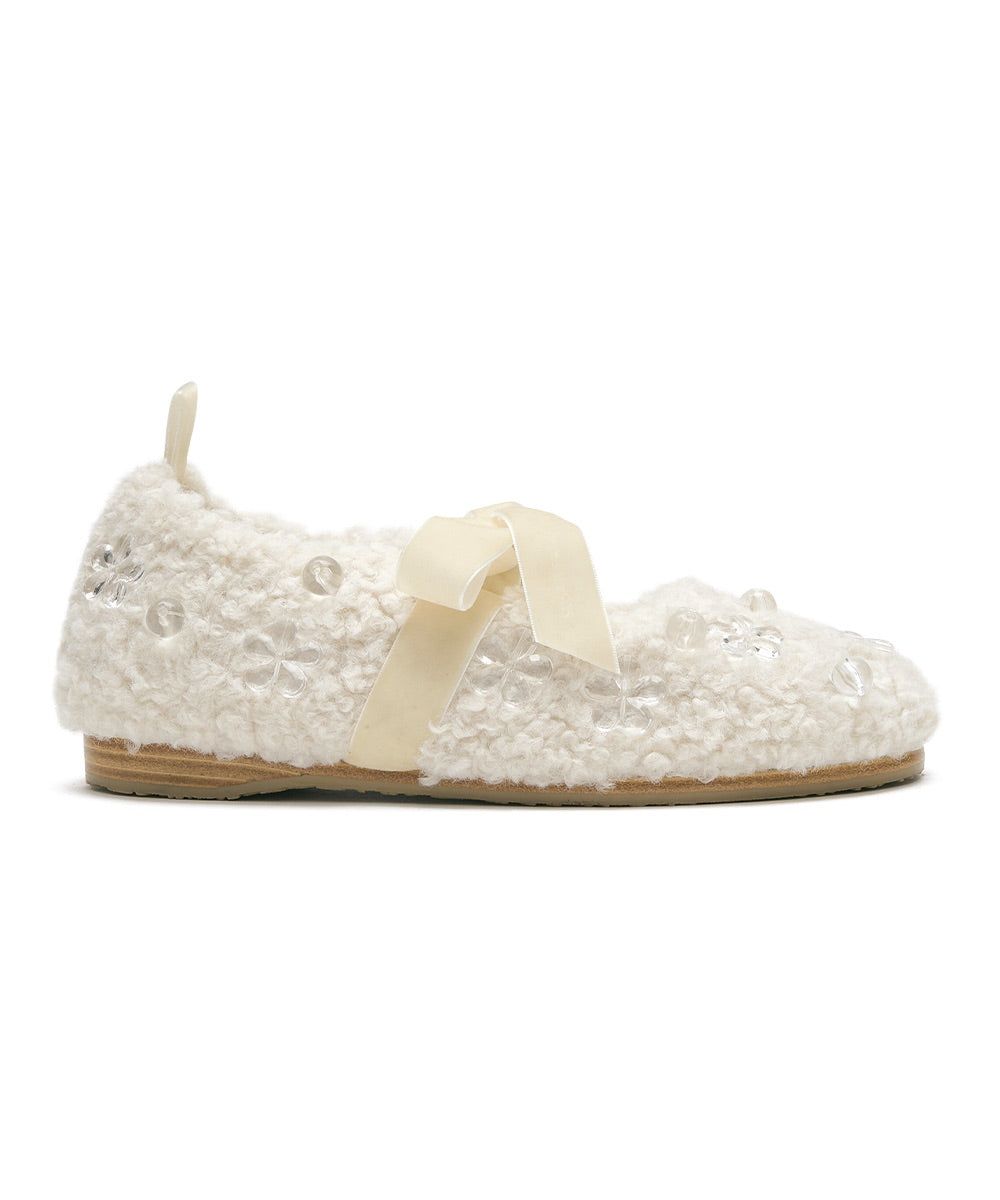 รองเท้าแมรี่เจน X SUSAN FANG FURRY MARYJANE - CREAM