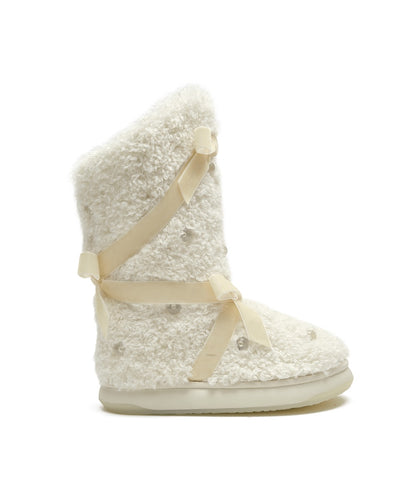 รองเท้าบูทกันหนาว X SUSAN FANG FURRY MIDDLE BOOTS - CREAM