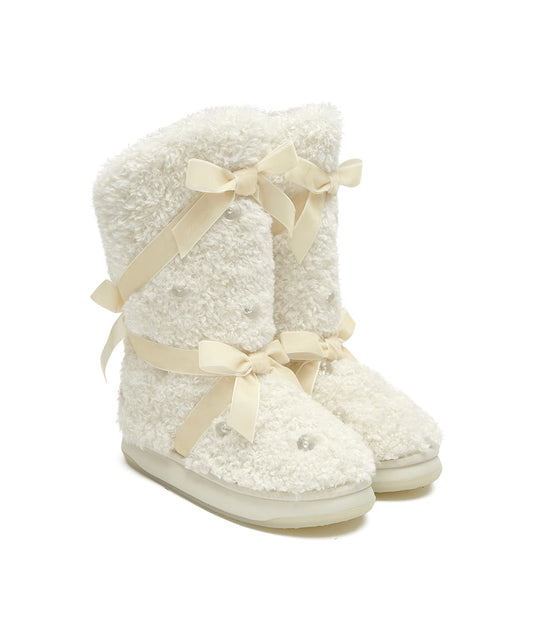 X SUSAN FANG FURRY MIDDLE BOOTS - CREAM