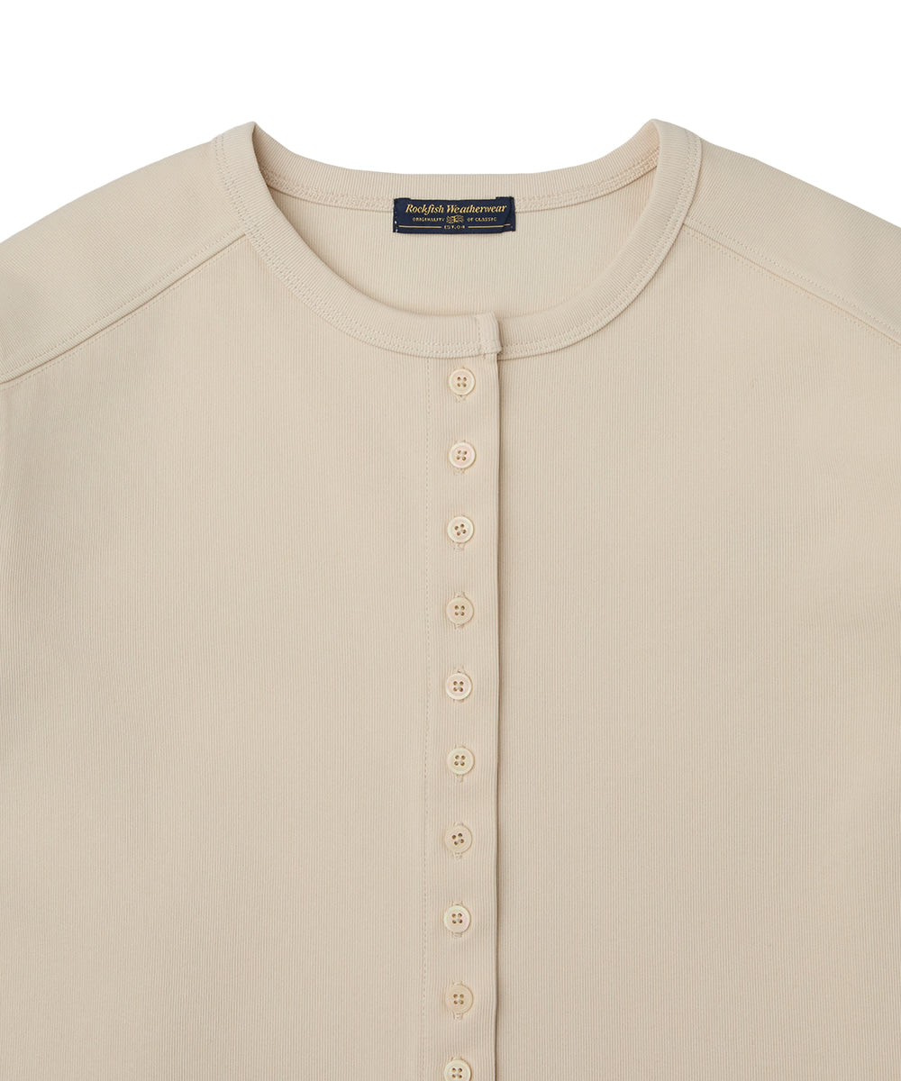 เสื้อคาร์ดิแกน COTTON ESSENTIAL CARDIGAN - CREAM