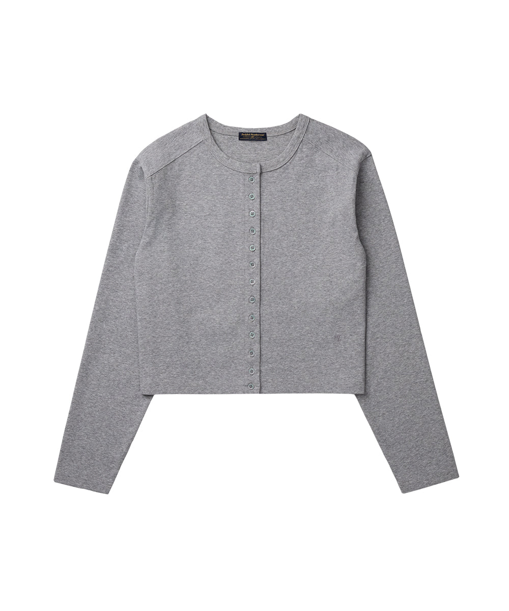 เสื้อคาร์ดิแกน COTTON ESSENTIAL CARDIGAN - GREY MELANGE