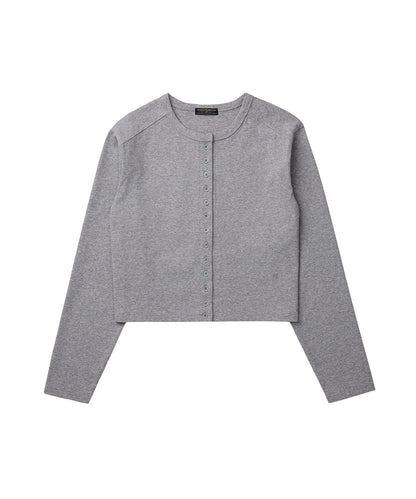 เสื้อคาร์ดิแกน COTTON ESSENTIAL CARDIGAN - GREY MELANGE