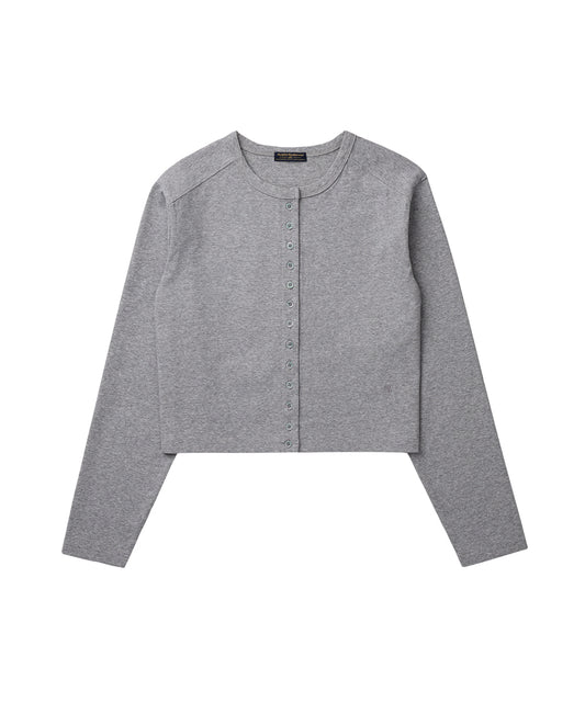 เสื้อคาร์ดิแกน COTTON ESSENTIAL CARDIGAN - GREY MELANGE
