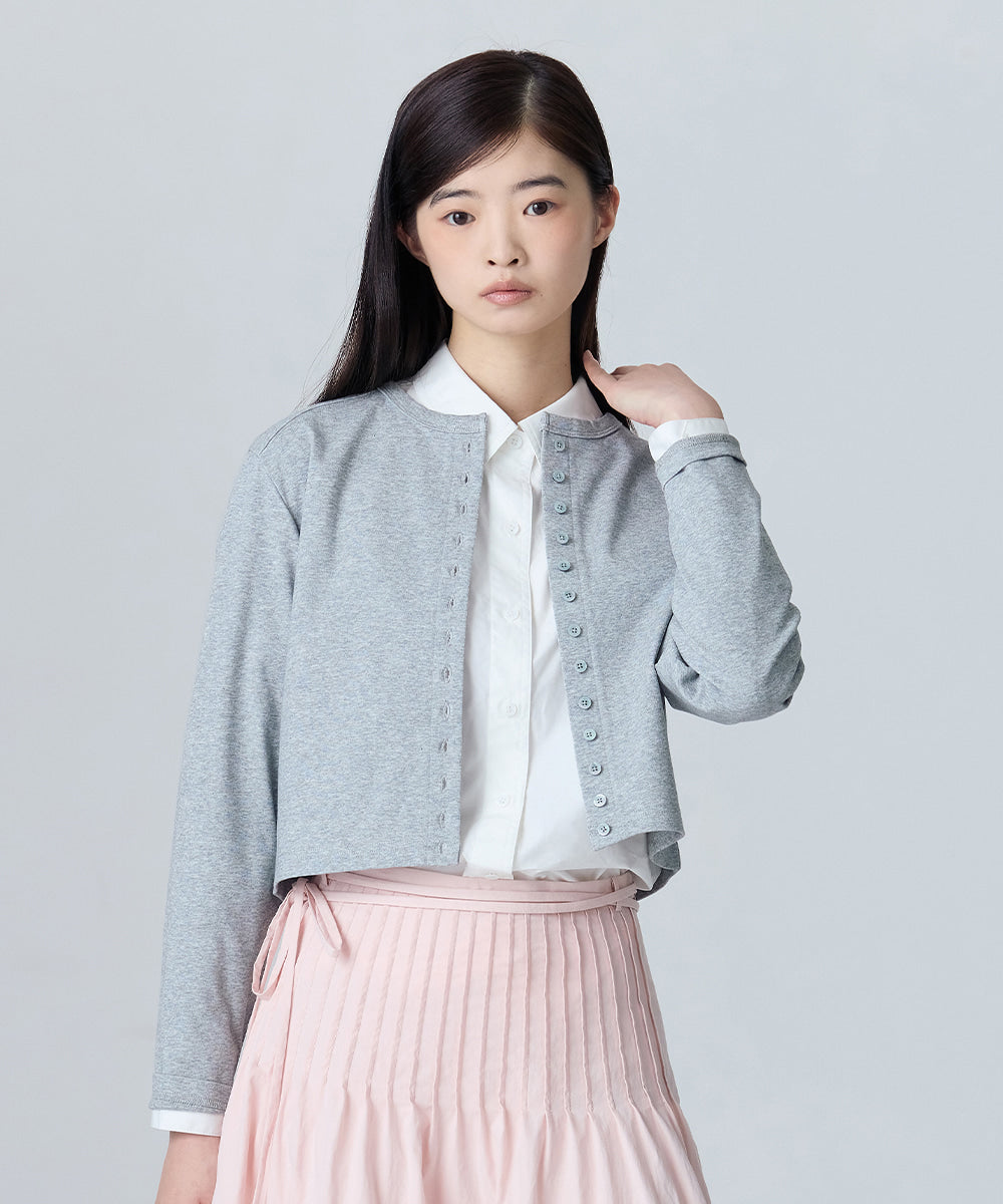 เสื้อคาร์ดิแกน COTTON ESSENTIAL CARDIGAN - GREY MELANGE