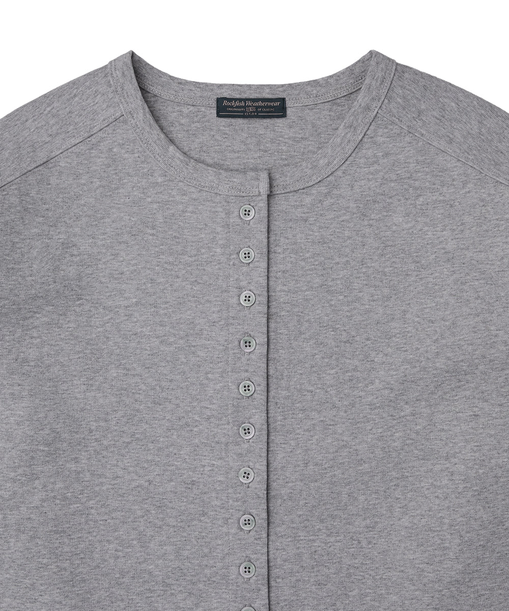 เสื้อคาร์ดิแกน COTTON ESSENTIAL CARDIGAN - GREY MELANGE