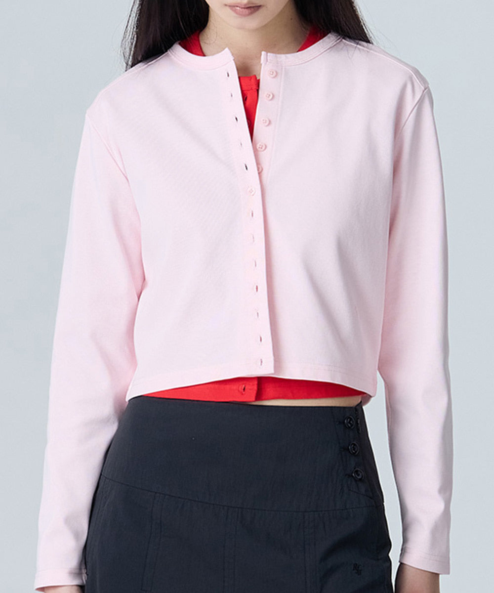 เสื้อคาร์ดิแกน COTTON ESSENTIAL CARDIGAN - PINK